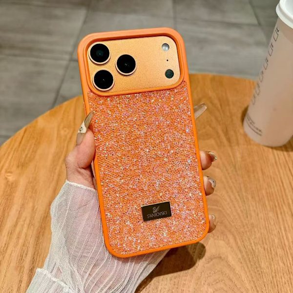 Etui til iPhone 13 Diamantaccent Rhinestone Accent Elektrobelagt Orange