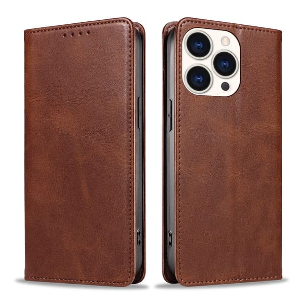 Kotelo iPhone Magnetic Leather Texture Brown Noz12984 -puhelimelle