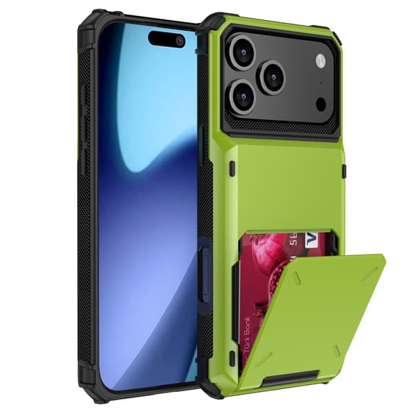Kotelo iPhone 14 Pro Max -korttipaikalle vihreä Noz5448