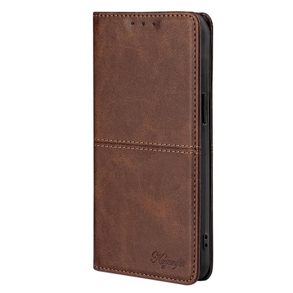 Fodral för iPhone 17 Kortplats Lädertextur Mörkbrun Noz21954