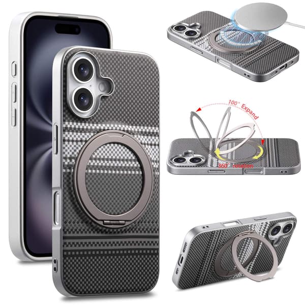 Kotelo iPhone 13 Pro Max Magneettiteline Hopeanharmaa