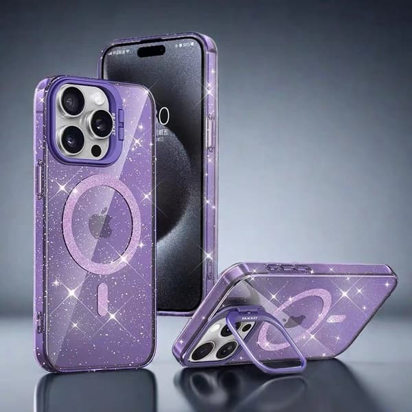 Etui til iPhone 17 Pro max Glitter Klar Magnetisk Stand Linse Detalje Noz23151
