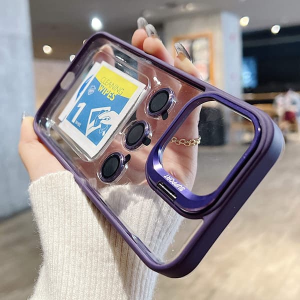 Etui til iPhone 13 Pro Max Glitter Klar Magnetisk Stand Linse Detalje Noz15827