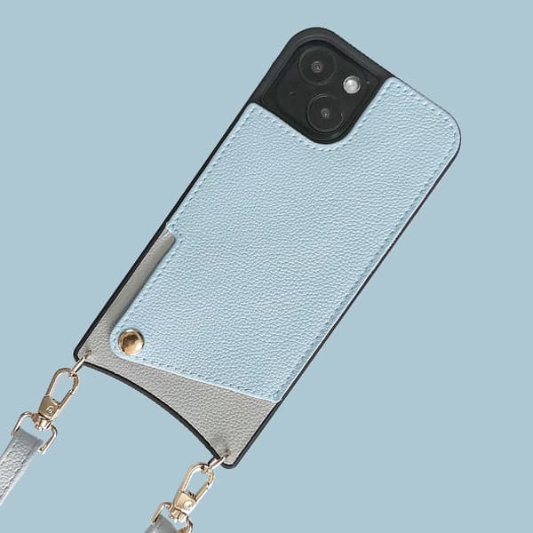 Etui til iPhone 13 Mini Kortplads Snor Lyseblå Sølv