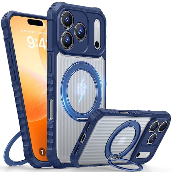 Etui til iPhone 17 Skin Feel Stand Blå Klar