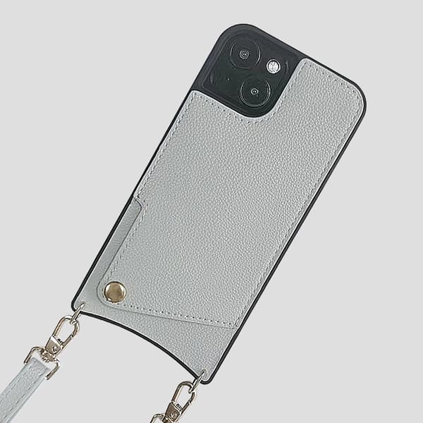 Etui til iPhone 14 Pro Max med kortspor og snor, grå Noz2488