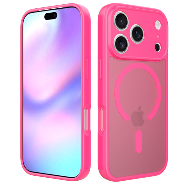 Etui til iPhone 14 Plus/15 Plus Skin Feel Magnetisk Linsedetalje Rosarød