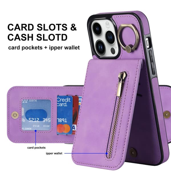 Etui til iPhone 16 Pro, lærtekstur, lilla Noz3427