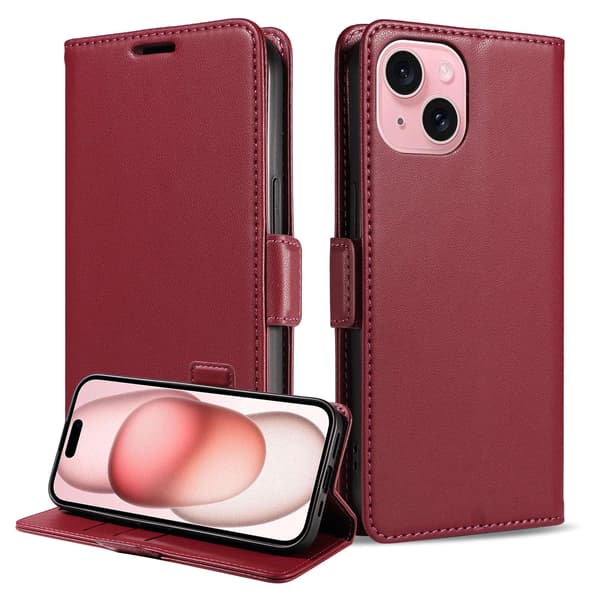Kotelo iPhone 14 Pro max -korttipaikalle, viininpunainen