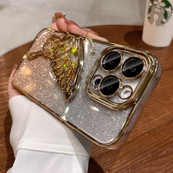 Etui til iPhone 16 Pro Elektrobelagt Linse Detalje Guld Noz13268