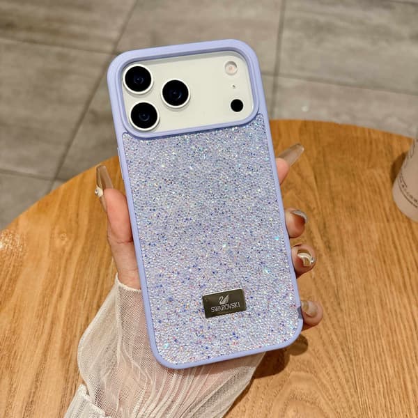Kotelo iPhone 15 Prolle Ylelliset Täydet Tekojalokivet Timantit Liila