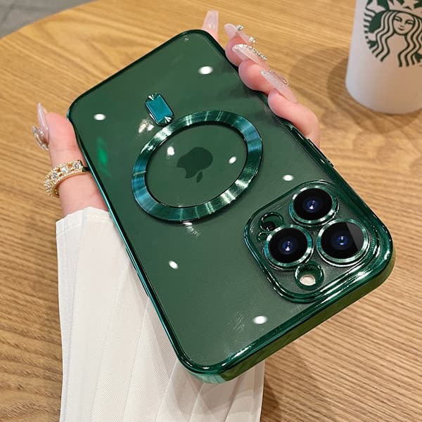 Fodral för iPhone 17 Elektropläterad Magnetisk Linsdetalj Grön