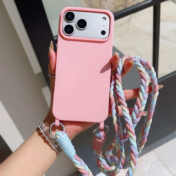Kotelo iPhone 16 Lanyard Pink Purple