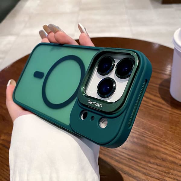 Fodral för iPhone 15 Pro Max Skin Feel Matt Magnetiskt Stativ Linsdetalj Noz362