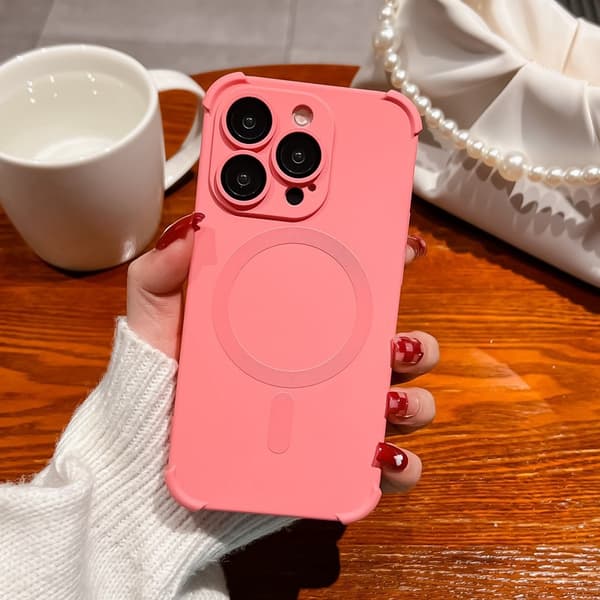 Fodral för iPhone 15 Plus Flytande Silikon Magnetiskt Silikon Rosa Noz21885