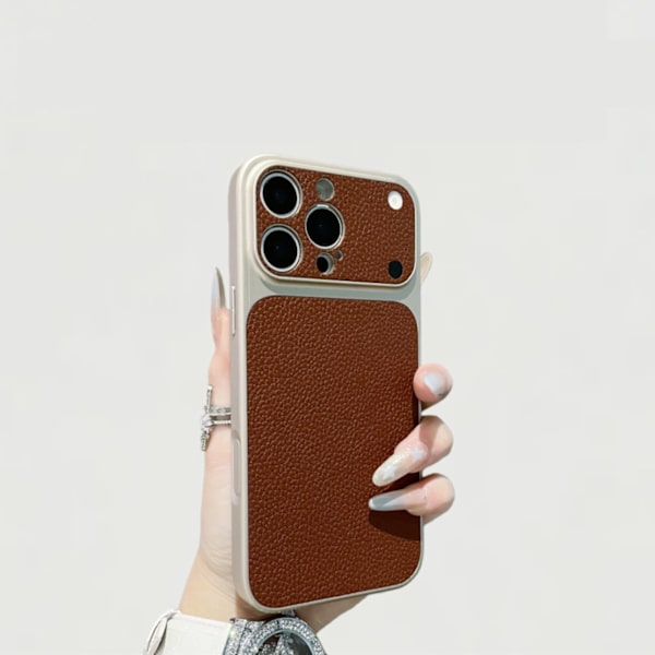 Etui til iPhone 17 Pro Max Lædertekstur Brun Noz11490