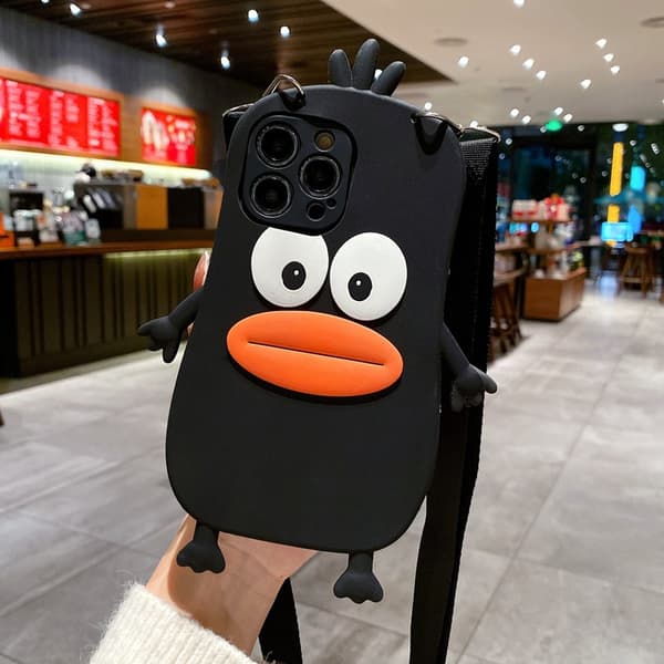 Kotelo iPhone 15 Cartoon Lanyard Black Noz8129 -puhelimelle