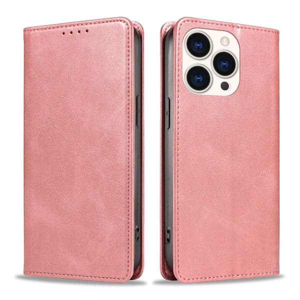 Etui til iPhone 17 Magnetisk Skinntekstur Rosegull Noz13066