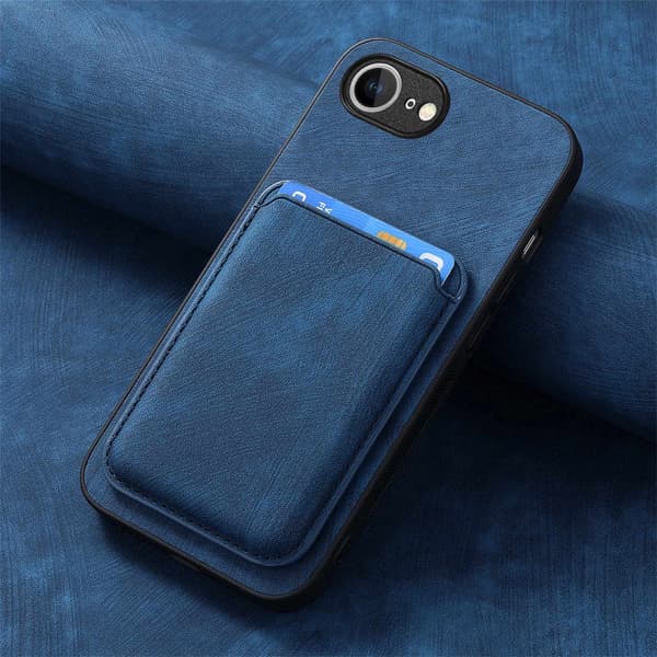 Etui til iPhone 16 Pro Magnetisk Stand Kortplads Lædertekstur Blå Noz12218