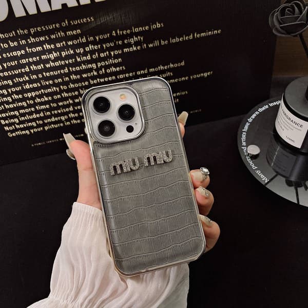 Kotelo iPhone 17 Air Diamond Accent Electroplated Leather Texture Gray Noz2022