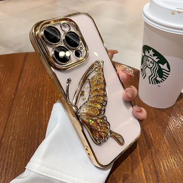 Fodral för iPhone 15 Elektropläterad Linsdetalj Guld Noz13368