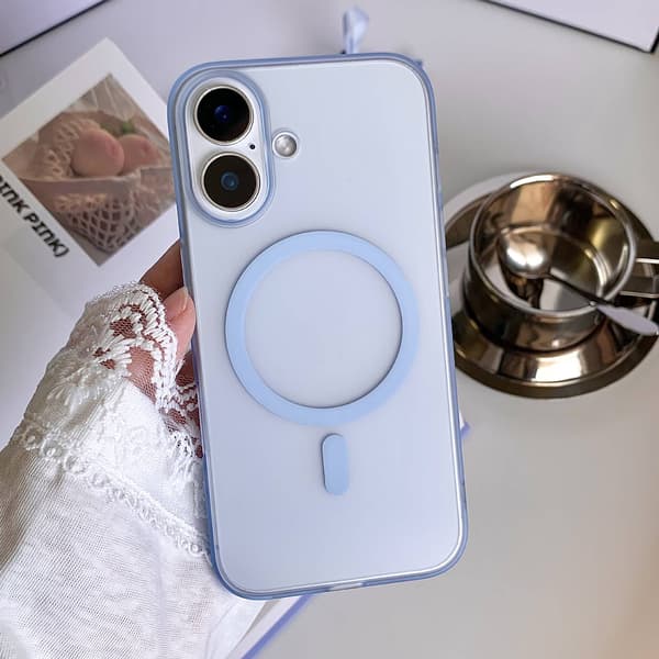 Etui til iPhone 15 Frostet Magnetisk Slank Profil Blå Noz2312