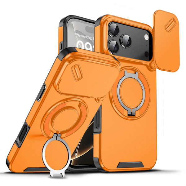 Etui til iPhone 16 Magnetisk Stativ Oransje Noz11118