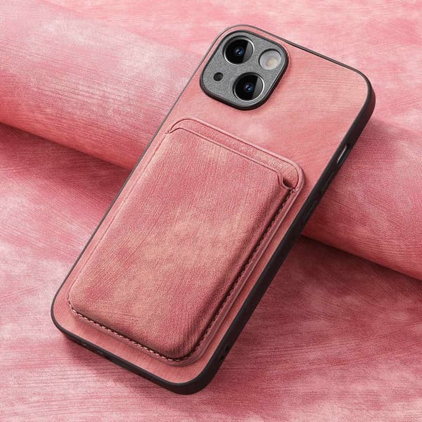 Fodral för iPhone 15 Plus Magnetiskt Stativ Kortplats Rosa Noz16810