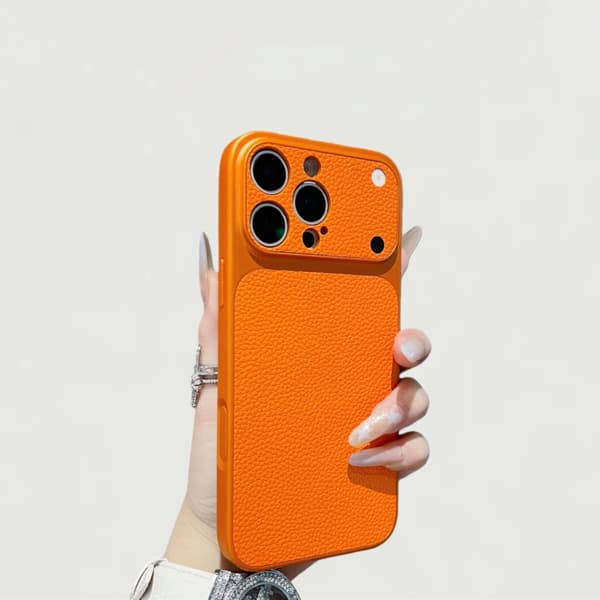 Etui til iPhone 16 Pro Max Lædertekstur Orange Noz11456