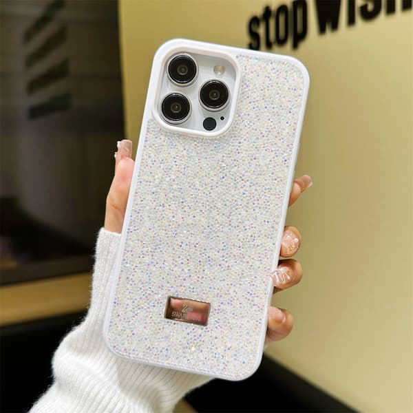 Kotelo iPhone 14 Pro Max Diamond Accent Rhinestone Accent Electroplated White Noz18048