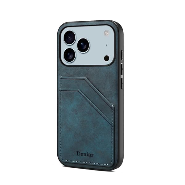 Fodral för iPhone 16 Kortplats Lädertextur Blå Noz5781