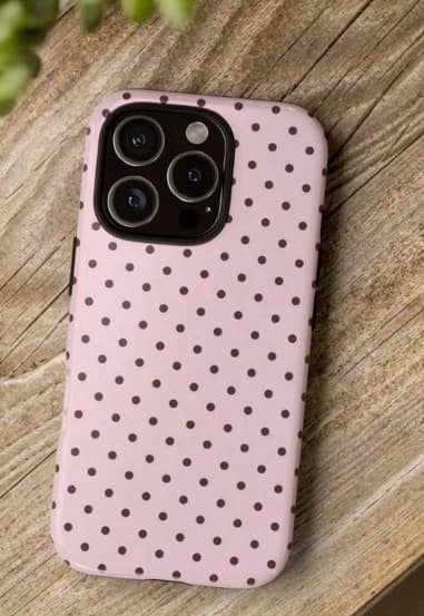 Etui til iPhone 16E (ikke til 16) Polka Dot Dobbeltlag Pink