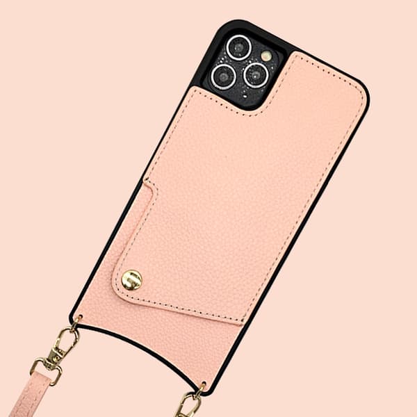Fodral för iPhone 15 Pro Max Stativ Kortplats Rem Rosa Noz9139