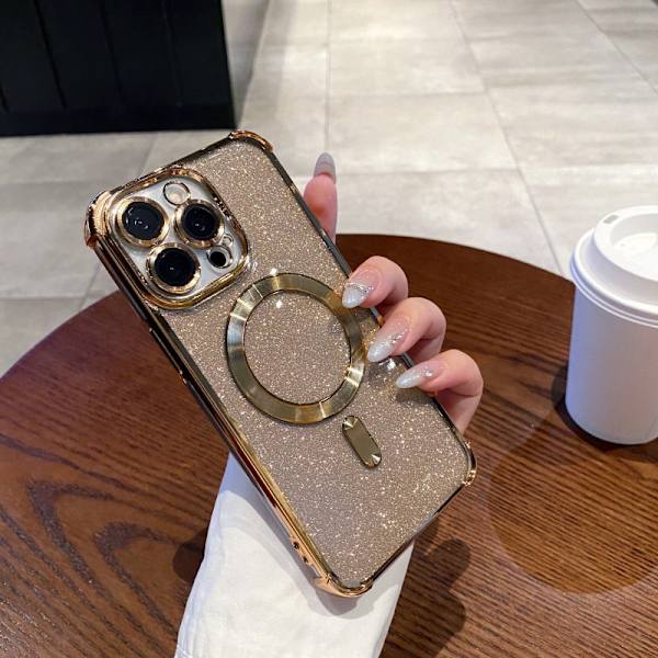 Fodral för iPhone 13 E Glitter Magnetic Gold Noz1698