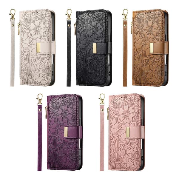 Fodral för iPhone 15 Kortplats Lädertextur Noz22256