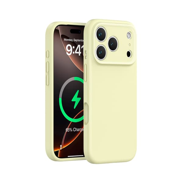 Fodral för iPhone 15 Pro Flytande Silikon Magnetisk Silikon Gul Noz3177