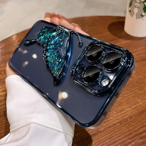 Etui til iPhone 15 Elektrobelagt Linse Detalje Blå Noz13304