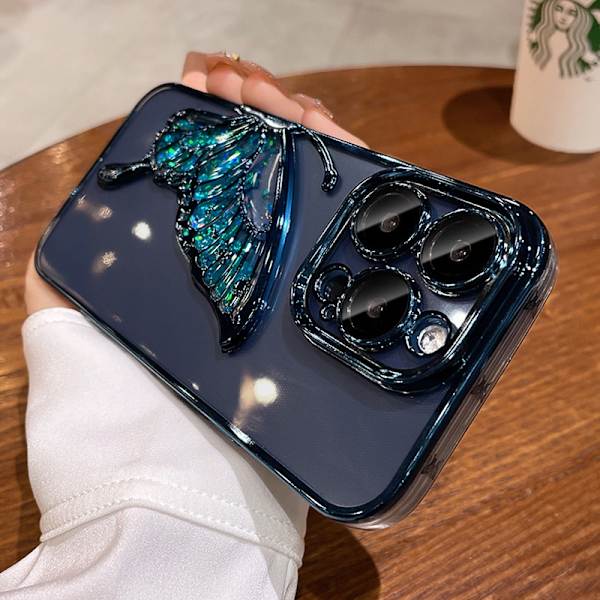 Etui til iPhone 15 Galvanisert Linsedetalj Blå Noz13304