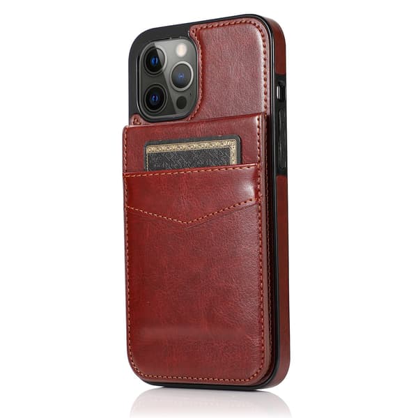 Etui til iPhone 17 Pro stativ kortspor brun Noz8489