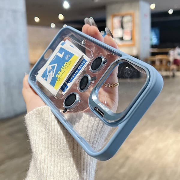 Etui til iPhone 14 Plus Glitter Klar Magnetisk Stand Linse Detalje Noz16004