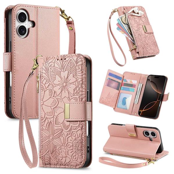 Fodral för iPhone 17 E/16E (Ej för 16) Rem Lädertextur Rosa Noz5752