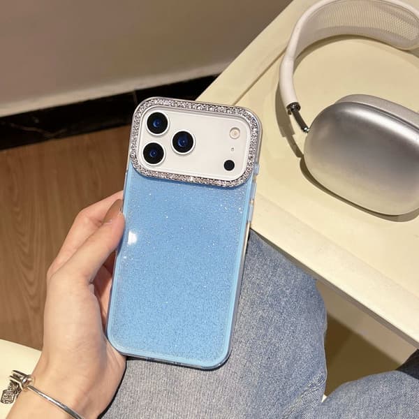 Etui til iPhone 15 Glitter Diamant Aksent Blå