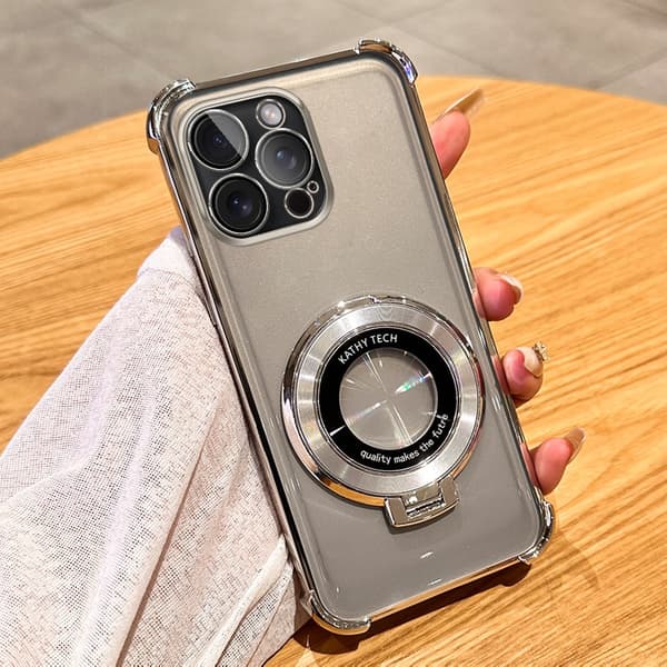 Etui til iPhone 14 Pro Elektrobelagt Magnetisk Stativ Sølv Noz21293