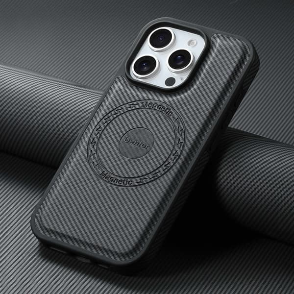 Etui til iPhone 16 Pro Max Kulfibertekstur Magnetisk Sort Noz7125