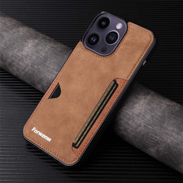 Kotelo iPhone 15 Pro Max -jalustalle, korttipaikka, ruskea Noz2189