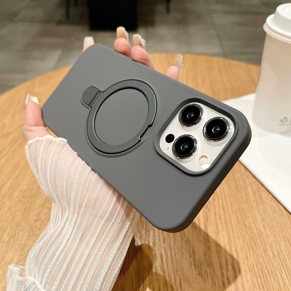 Fodral för iPhone 15 Flytande Silikon Magnetiskt Stativ Silikonfinish Noz8786