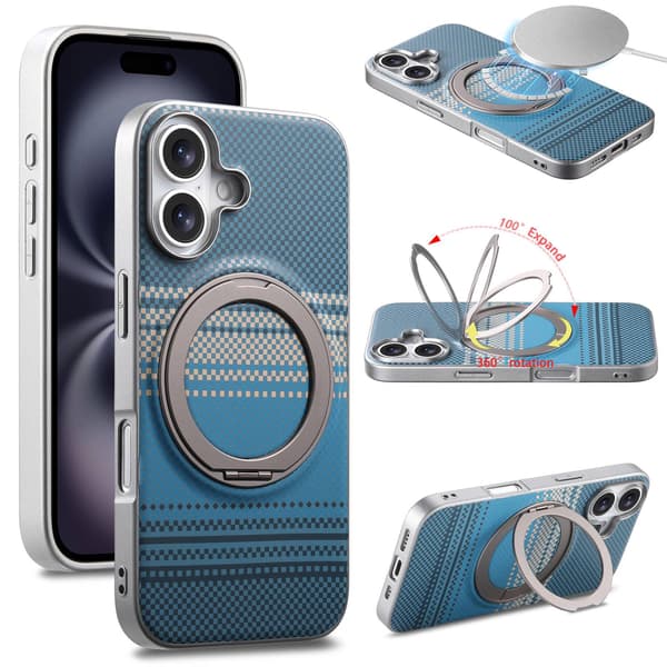 Etui til iPhone 16 Plus Magnetisk Stand Sølv Blå