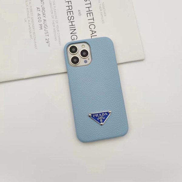 Etui til iPhone 14 Plus Lædertekstur Himmelblå Noz10552