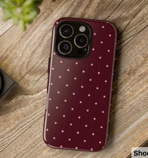 Fodral för iPhone 16 Pro Prickig Dubbla Lager Vinröd