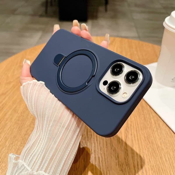 Etui til iPhone 14 Flydende Silikone Magnetisk Stativ Silikone Finish Noz8771